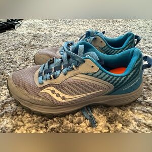 Saucony Gray and Blue Athletic Shoes with Cushioned Midsole
